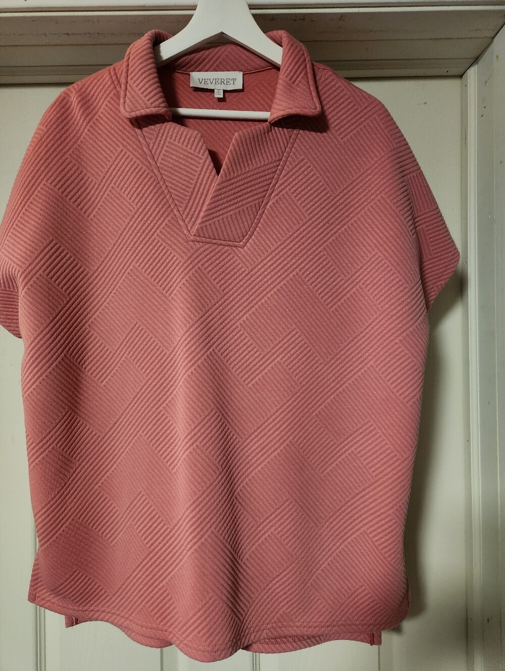NWOT VEVERET Dusty Rose Textured Oversized Top Sz S Fits Like L